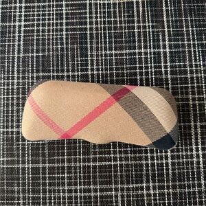 Burberry Tan Plaid Sunglasses Case with Red Accent